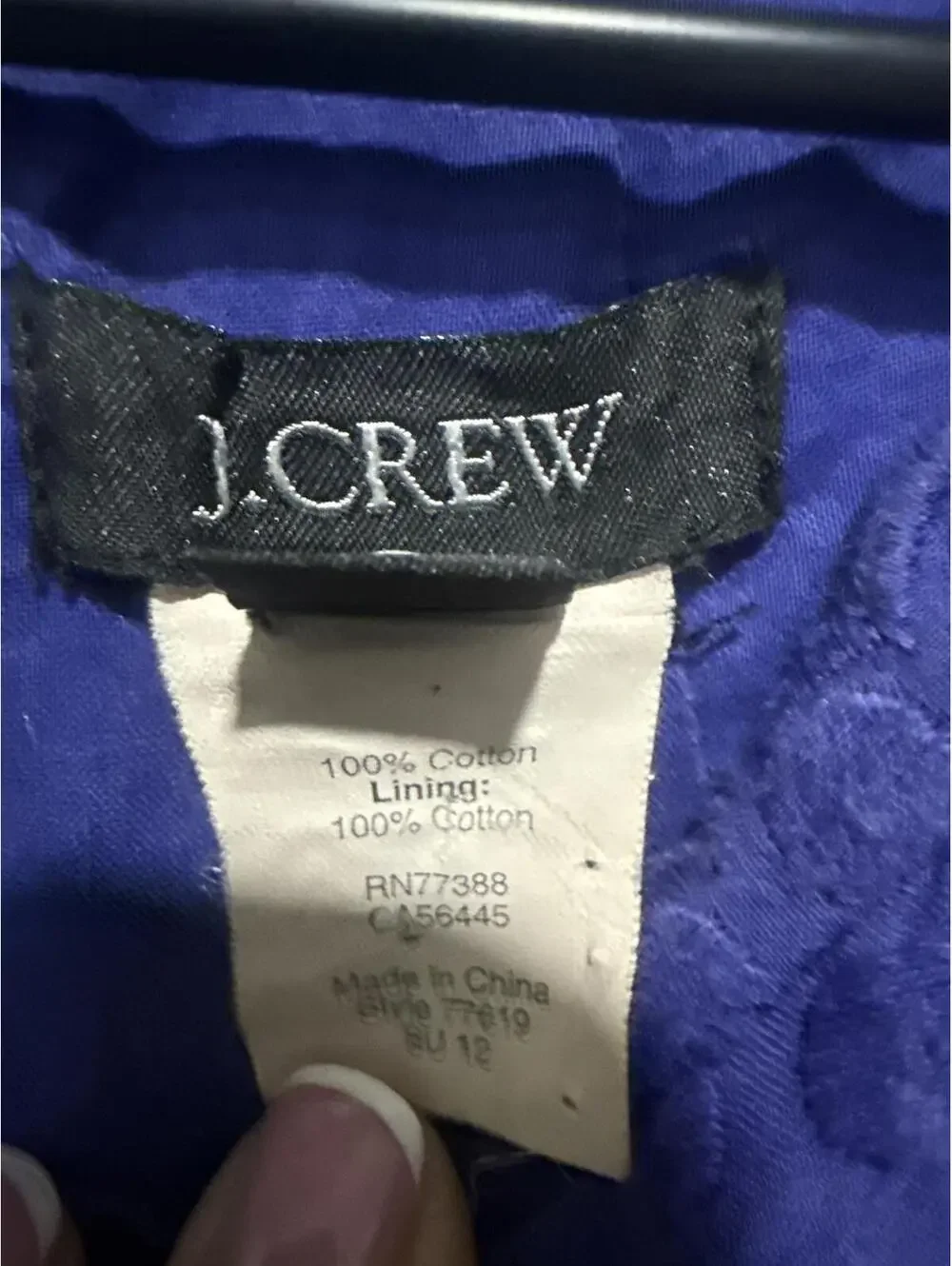 J.Crew Royal Blue Eyelet Sleeveless Cotton Dress, Size 2